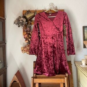 Burgundy Flared Sleeve Dress
